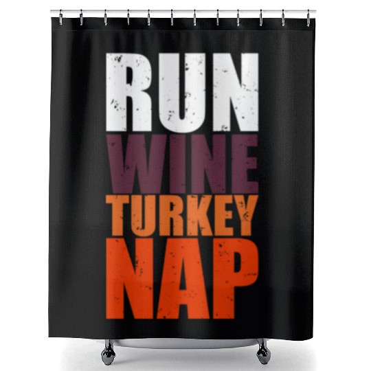 Thanksgiving Wine Turkey Nap Funny Foodie Gift Shower Curtains