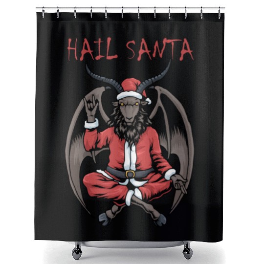 Christmas Hail Santa Satanism Goat Baphomet Satan Shower Curtains