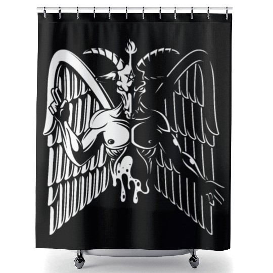 Dark Goat Baphomet - Satanic Lucifer Beelzebub Shower Curtains