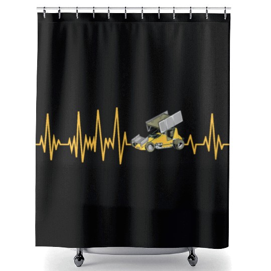Sprint Car Racing Heartbeat Pulse Shower Curtains