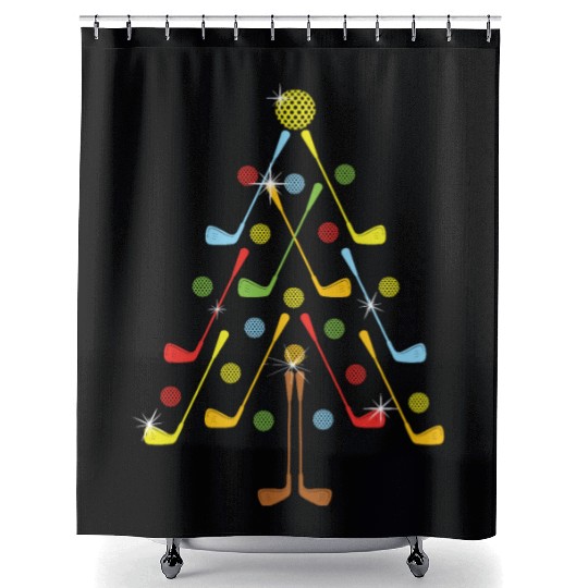Christmas Christmas Tree Golf Golf Ball Shower Curtains