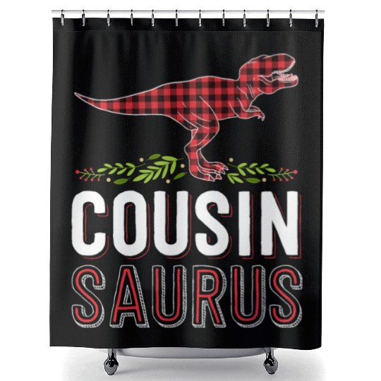 Cousin Saurus T Rex Red Plaid Matching Family Shower Curtains