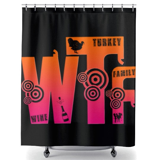 Thanksgiving Turkey Wine Family Tradition Gift Shower Curtains