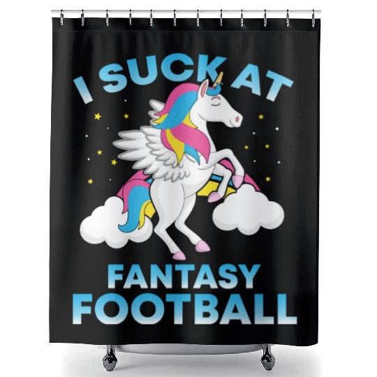 I Suck At Fantasy Football Funny Football Lover Shower Curtains