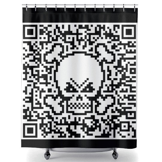 Skull And Crossbones (Quick Response Code / NEG) Shower Curtains