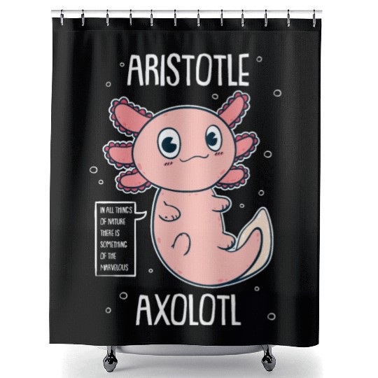 Philosophy Axolotl With Aristotle Quote Shower Curtains