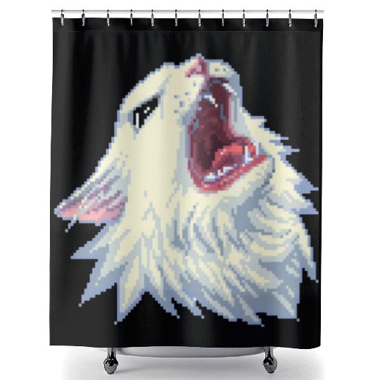 8 bit Screamin Thurston the Cat meme 2 Shower Curtains