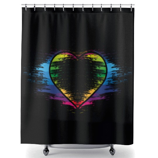 Rainbow heart Shower Curtains