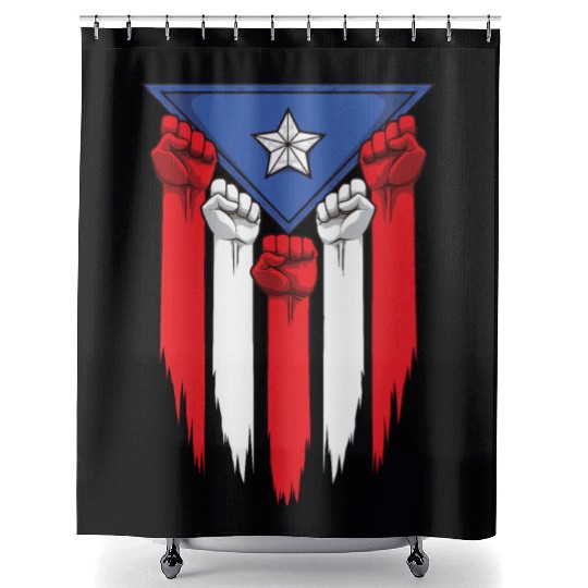 Puerto Rico Flag - Boricua Raised Fists Shower Curtains