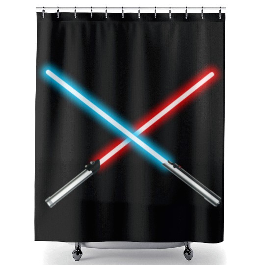 Red and Blue Dueling Crossed Lightsabers Shower Curtains