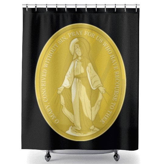 Miraculous medal of virgin mary catholic christian Shower Curtains