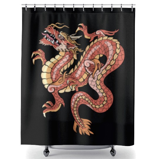 big red chinese dragon Shower Curtains