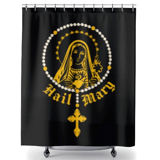 Hail Mary Rosary Prayer Catholic Religion Church Shower Curtains