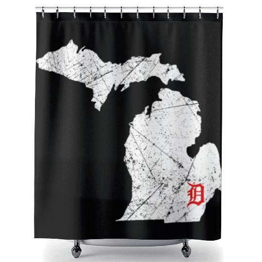 Detroit Michigan Map Lakes Letter D Nature Travel Shower Curtains