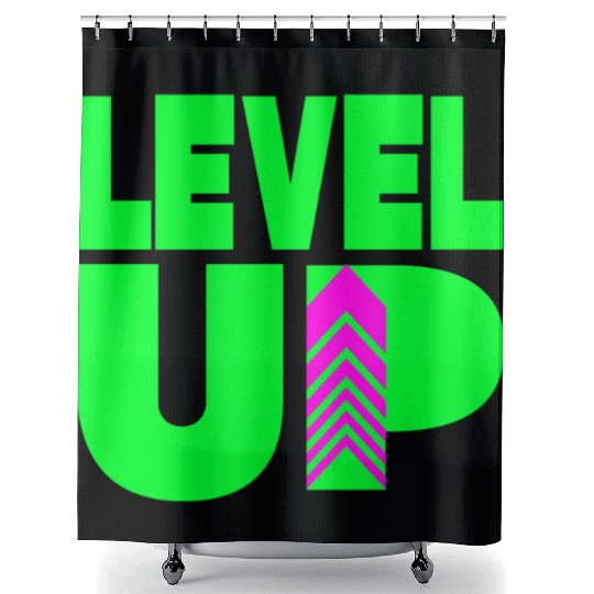 Level Up Neon Green Shower Curtains