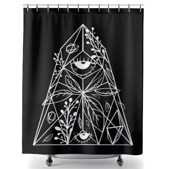 Gemstone crystal diamond floral flowers eye Shower Curtains