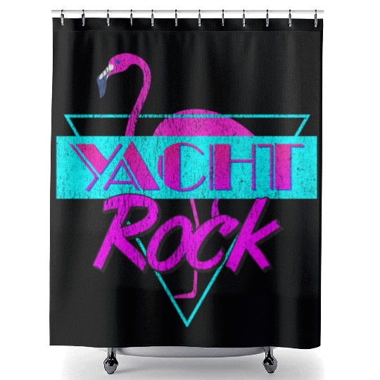 Yacht Rock Retro Flamingo Shower Curtains