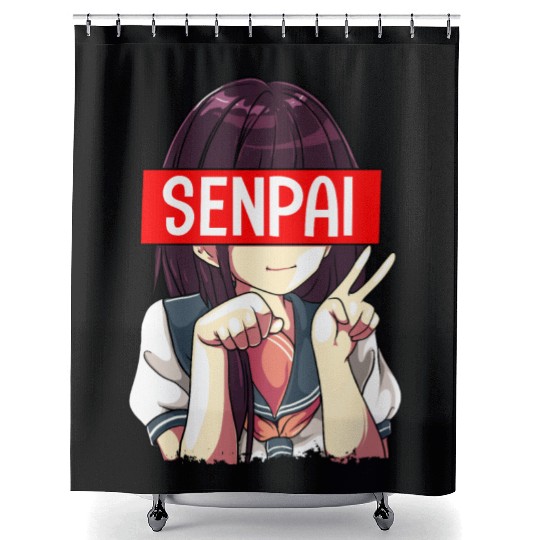 Senpai Anime Girl Japanese Cute Manga Kawaii Shower Curtains