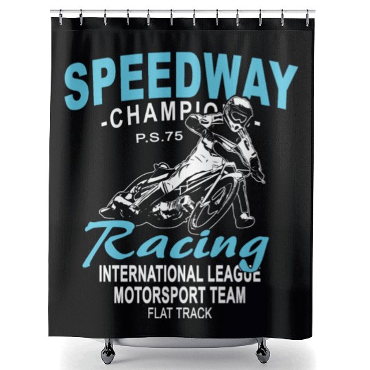 Motorcycle Speedway Racing Shower Curtains