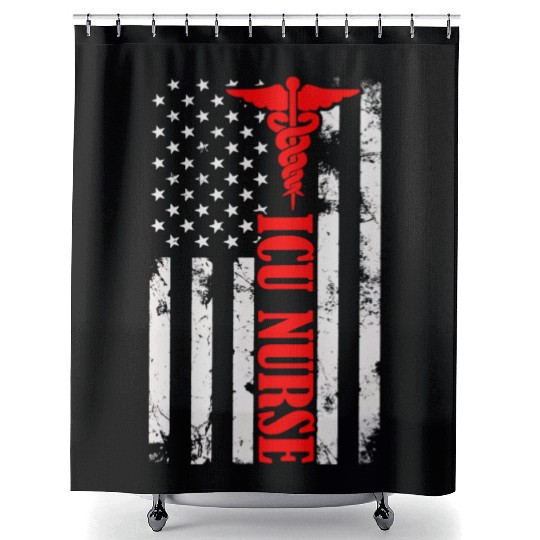 ICU Nurse Gift Registered Nurse Nursing July 4th Shower Curtains