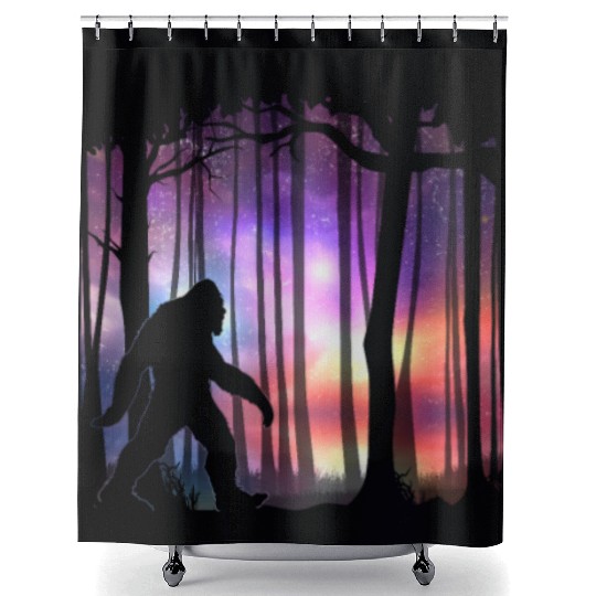 Bigfoot Northern Lights - Space Galaxy Aurora Shower Curtains