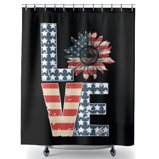 Love 4th Of July Shower Curtains