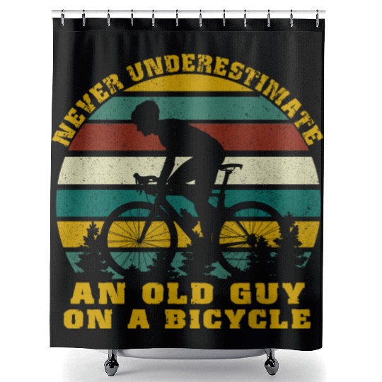 Never Underestimate An old Guy On A Bicycle Shower Curtains