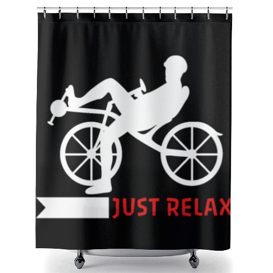 Just relax recumbent bike funny retro cyclist Shower Curtains