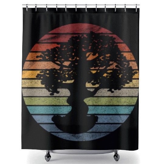 Bonsai Tree Retro Shower Curtains