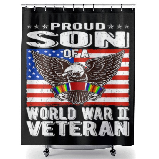 Proud Son of World War 2 Veteran Military Shower Curtains