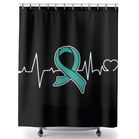 Heart beat- Ovarian Cancer Awareness Shower Curtains