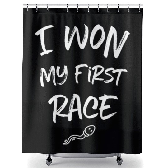 I won my first race baby pregnancy birth newborn Shower Curtains