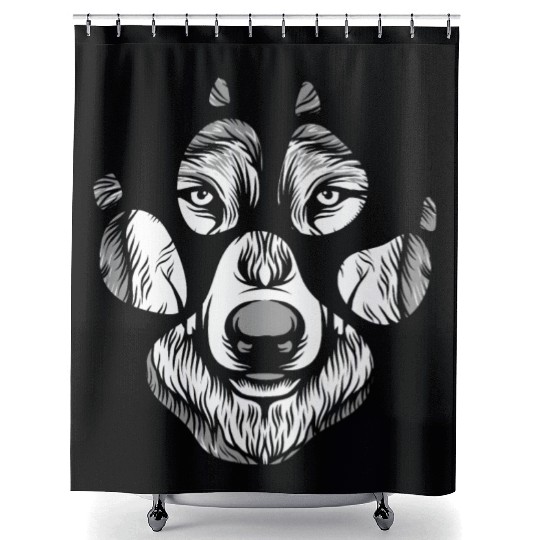 Artistic Wolf Graphic Design Wolf Paw Print Art Shower Curtains