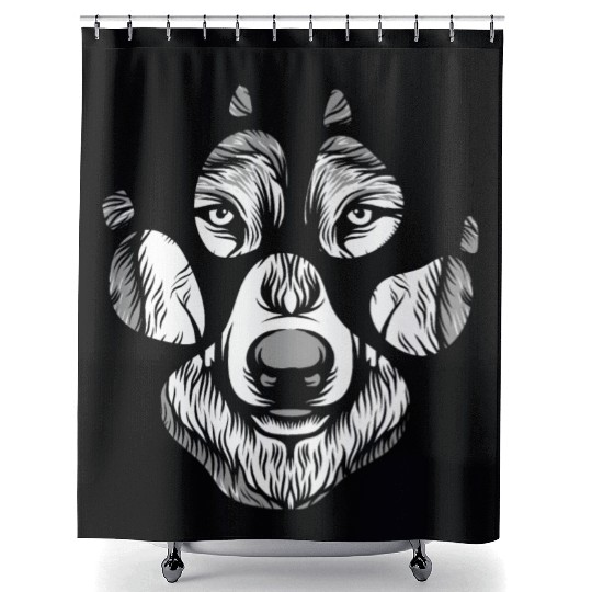 Artistic Wolf Graphic Design Wolf Paw Print Art Shower Curtains