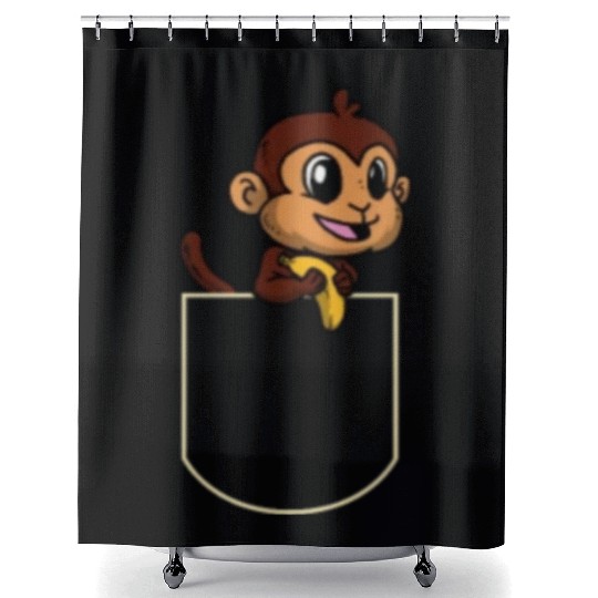 Ape In The Pocket Gift Monkey Pocket Shower Curtains