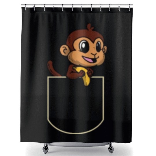 Ape In The Pocket Gift Monkey Pocket Shower Curtains