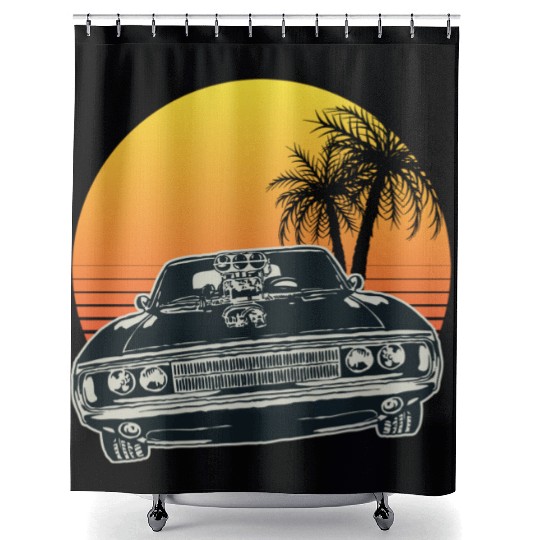 Muscle Car Sunset Shower Curtains