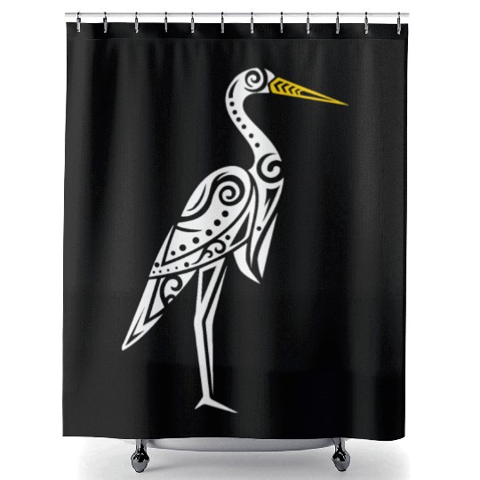 Maori Kotuku White Heron Polynesian T Tattoo Shower Curtains