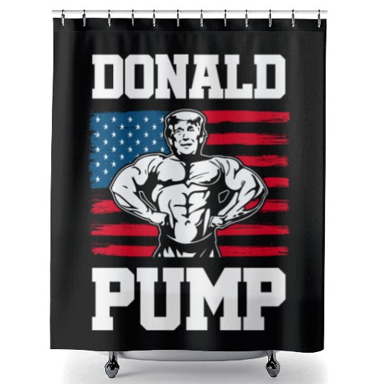 Donald Pump Trump Workout Patriotic Fitness Gym Fu Shower Curtains