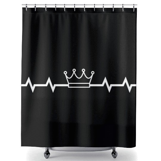 Heartbeat crown king queen royal kingdom crowned Shower Curtains