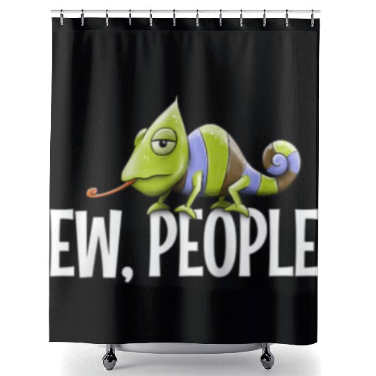 Grumpy Chameleon Lovers Sarcastic Joke Ew People Shower Curtains
