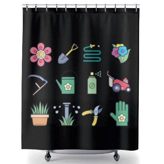 Funny Garden Gangster Colorfulgraphic Garden Tools Shower Curtains