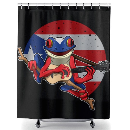 Guitar Playing Coqui Frog - Puerto Rico Animal Shower Curtains