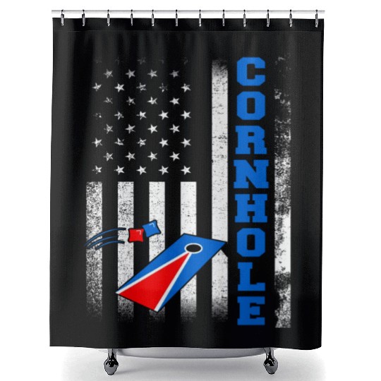 Cornhole Flag US American USA Player Game Bags Shower Curtains