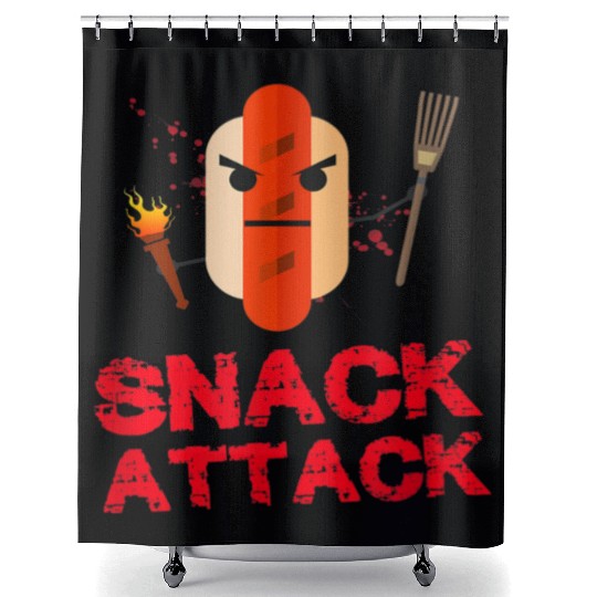 Funny Hot Dog Snack Attack Food Snacks Shower Curtains