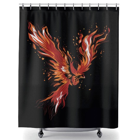 Legend Phoenix with flames Shower Curtains