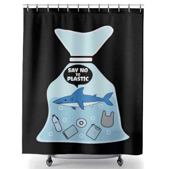 Say No To Plastic Shark Vinyl Best Friend Gift Shower Curtains