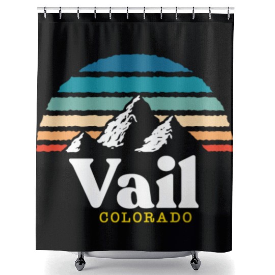 Vail Colorado Usa Ski Resort 1980S Retro Gift Shower Curtains