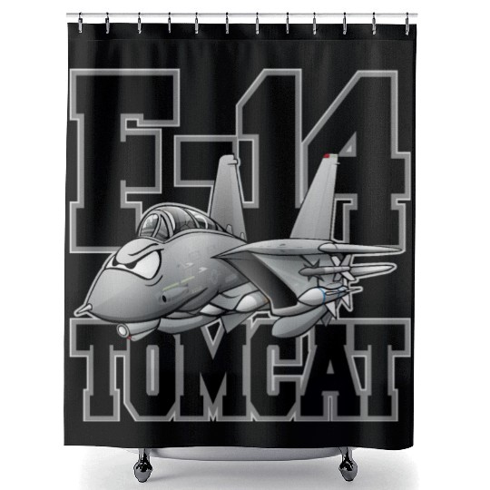 F-14 Tomcat Military Fighter Jet Aircraft Cartoon Shower Curtains