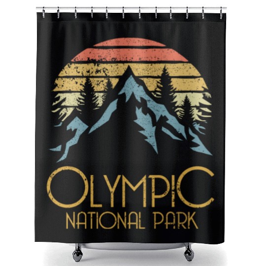 Retro Olympic National Park Washington Mountains S Shower Curtains